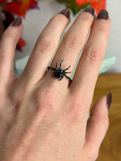 Arachne Ring - Obsidian - 925 Silber