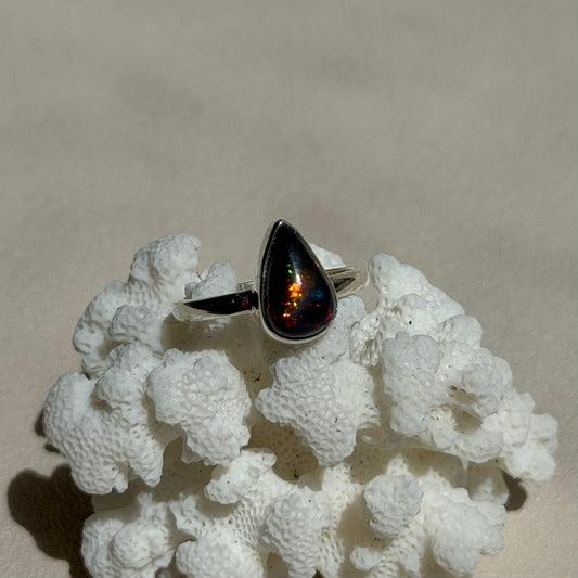 Äthiopischer Opal Ring  - 925 Silber - Größenverstellbar