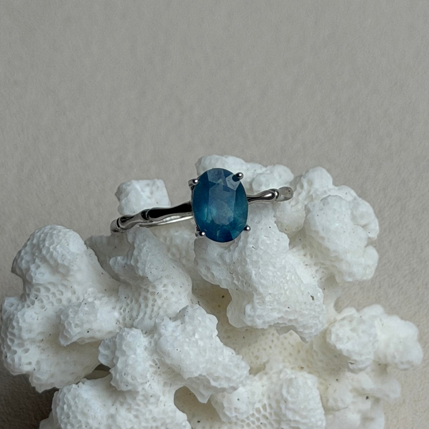 Aquamarin Ring  - 925 Silber - Größenverstellbar