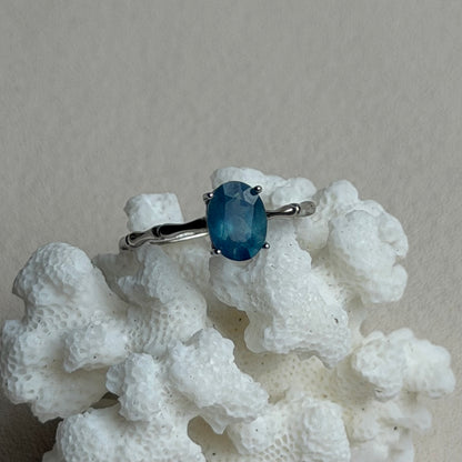 Aquamarin Ring  - 925 Silber - Größenverstellbar