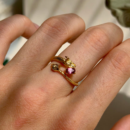 Ladon Ring - Granat - 925 Silber Vergoldet