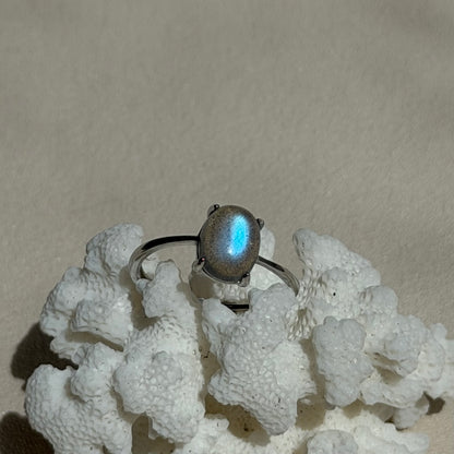 Labradorit Ring  - 925 Silber - Größenverstellbar