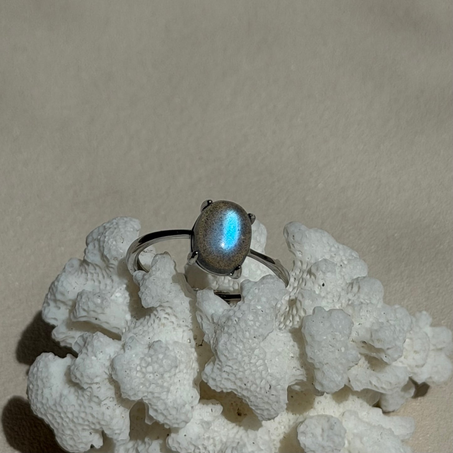 Labradorit Ring  - 925 Silber - Größenverstellbar