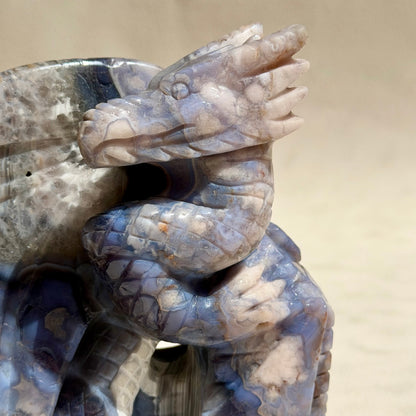 Blumenachat Drache - Handgeschnitzt