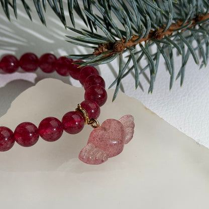 Edelstein Charm 'Strawberry Heart'