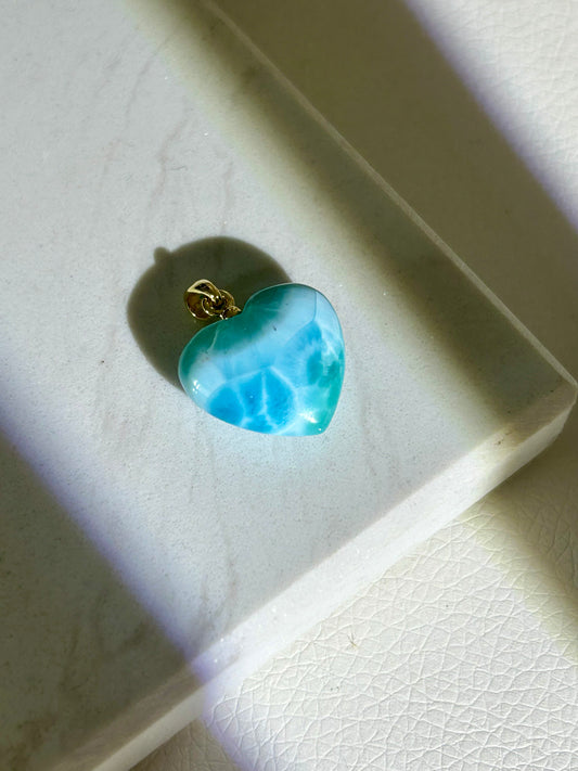 Larimar Herz Anhänger - 925 Silber 18k vergoldet - 79BH