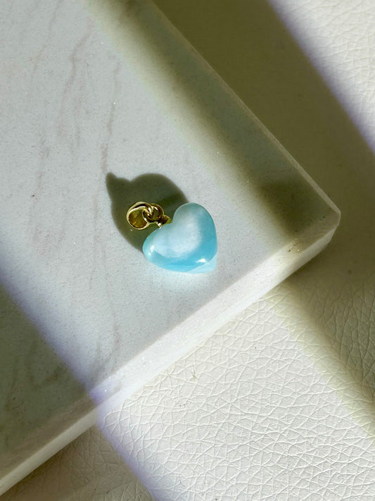 Larimar Herz Anhänger - 925 Silber 18k vergoldet - 45BH