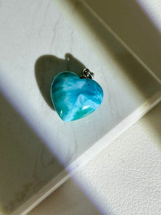 Larimar Herz Anhänger - 925 Silber Rodoniert - 124XE