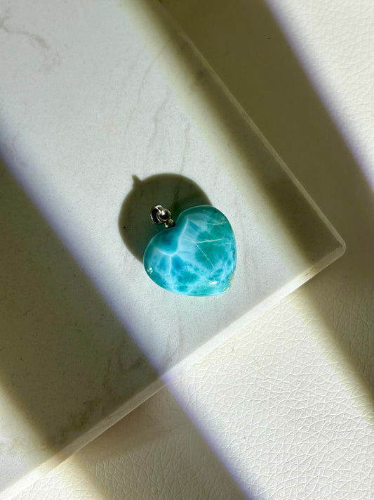 Larimar Herz Anhänger - 925 Silber Rodoniert - 124XP