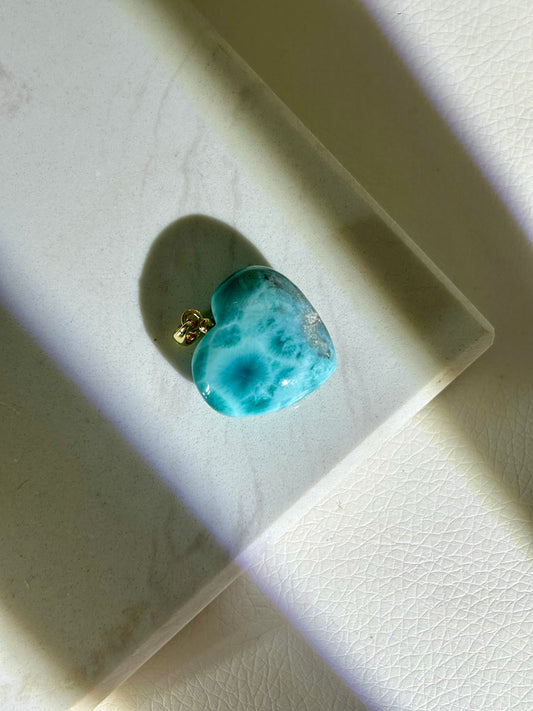 Larimar Herz Anhänger - 925 Silber 18k vergoldet - 129XU