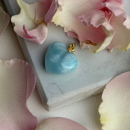 Larimar Herz Anhänger - 925 Silber 18k vergoldet