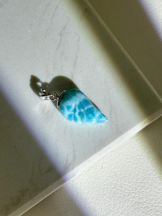 Larimar Flügel Anhänger - 925 Silber Rodoniert - 89FX