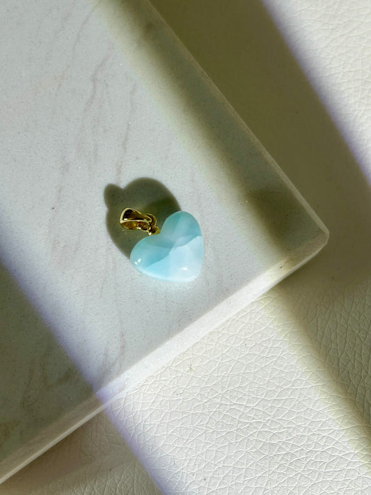 Larimar Herz Anhänger - 925 Silber 18k vergoldet - 45DH