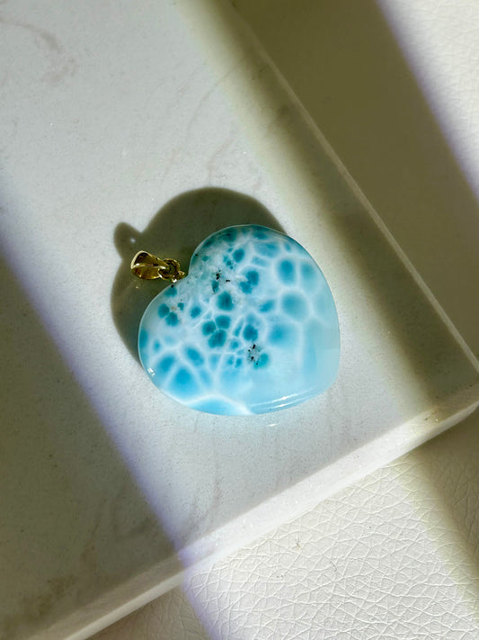 Larimar Herz Anhänger - 925 Silber 18k vergoldet - 159H