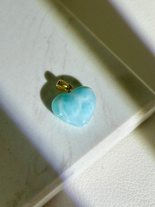 Larimar Herz Anhänger - 925 Silber 18k vergoldet - 79EH