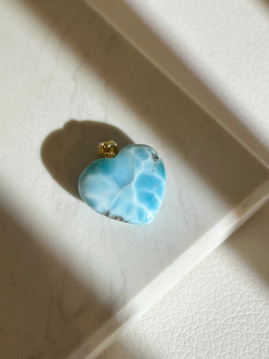 Larimar Herz Anhänger - 925 Silber 18k vergoldet - 79AH