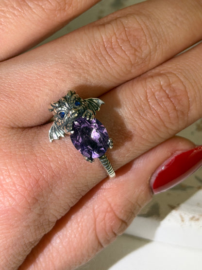 Drachen Ring 925 Silber Amethyst