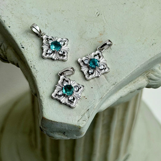 Teal Turmalin Anhänger - 925 Silber