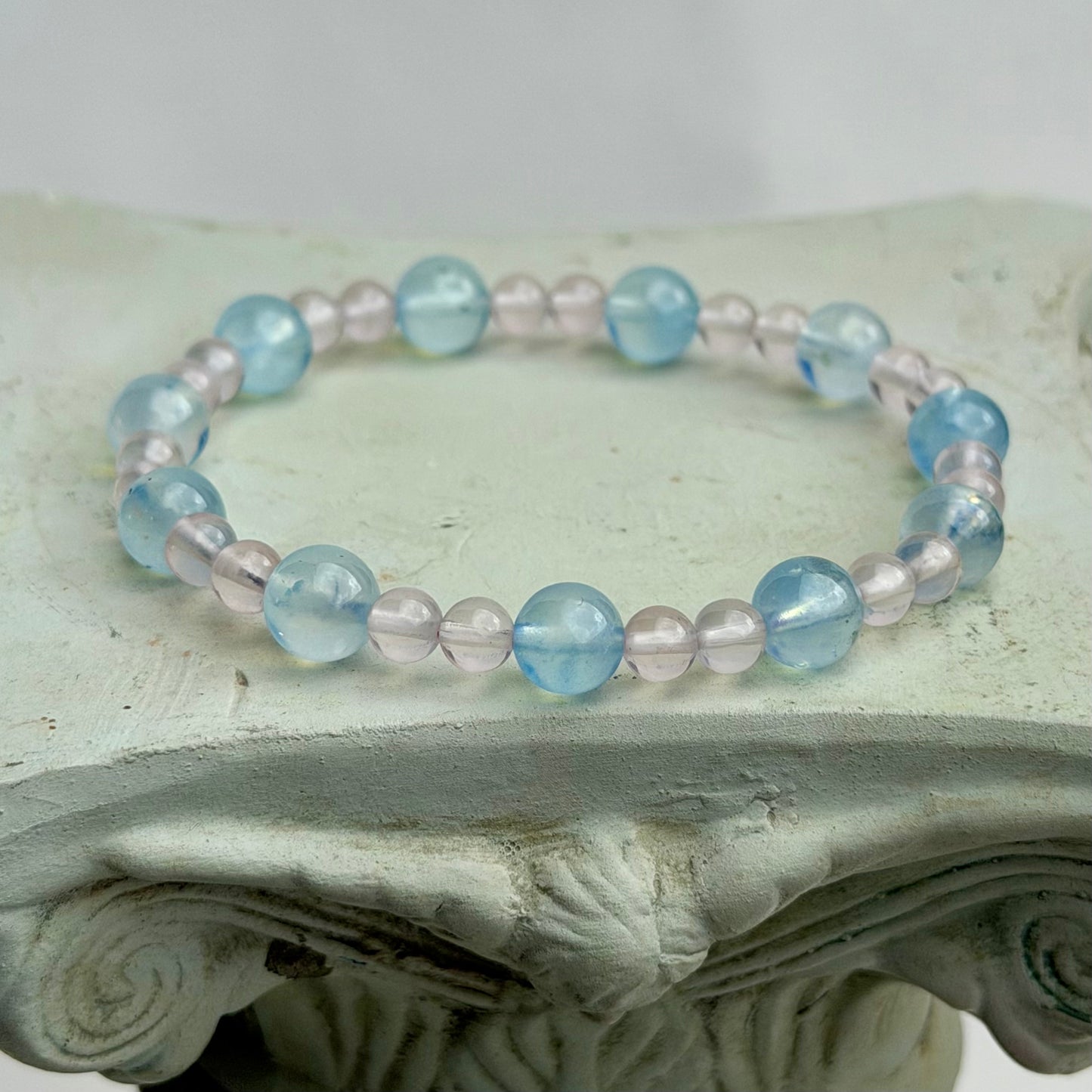 Aquamarin X Rosenquarz Armband