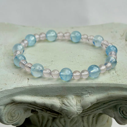 Aquamarin X Rosenquarz Armband