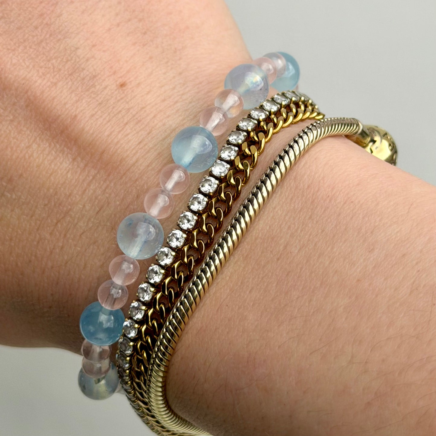 Aquamarin X Rosenquarz Armband