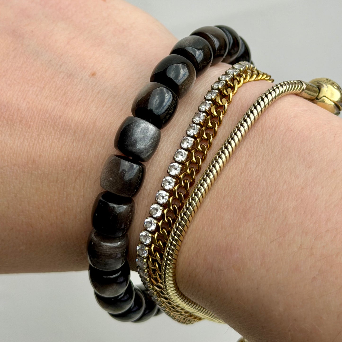 Silber Obsidian Bangle