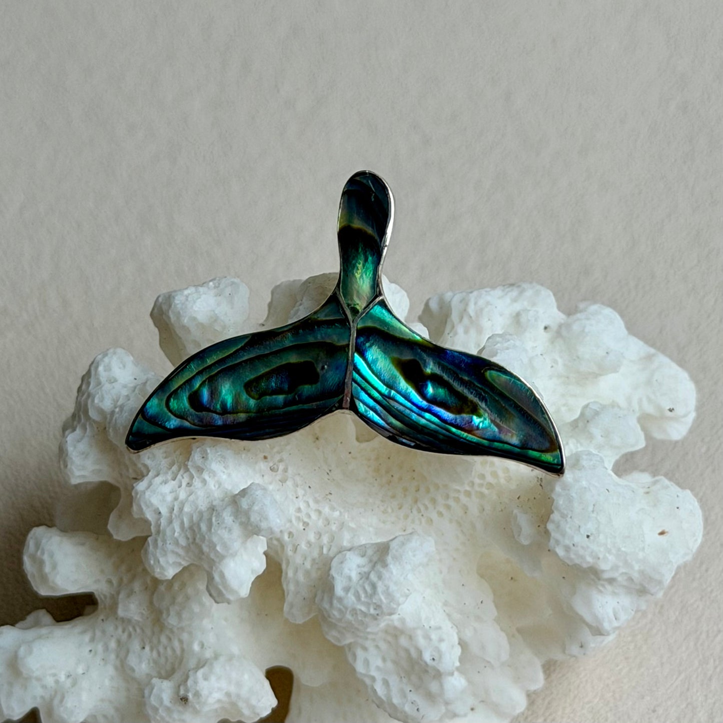 Abalone Delfinflosse Anhänger - 925 Silber - 29P