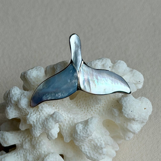 Perlmutt Delfinflosse Anhänger - 925 Silber - 29F