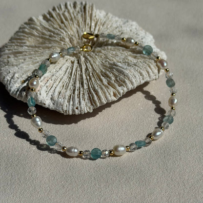 KYANE - Armband - 925 Silber - Apatit & Bergkristall