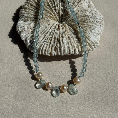 AMPHITRITE - Halskette - 925 Silber - Aquamarin & Perle