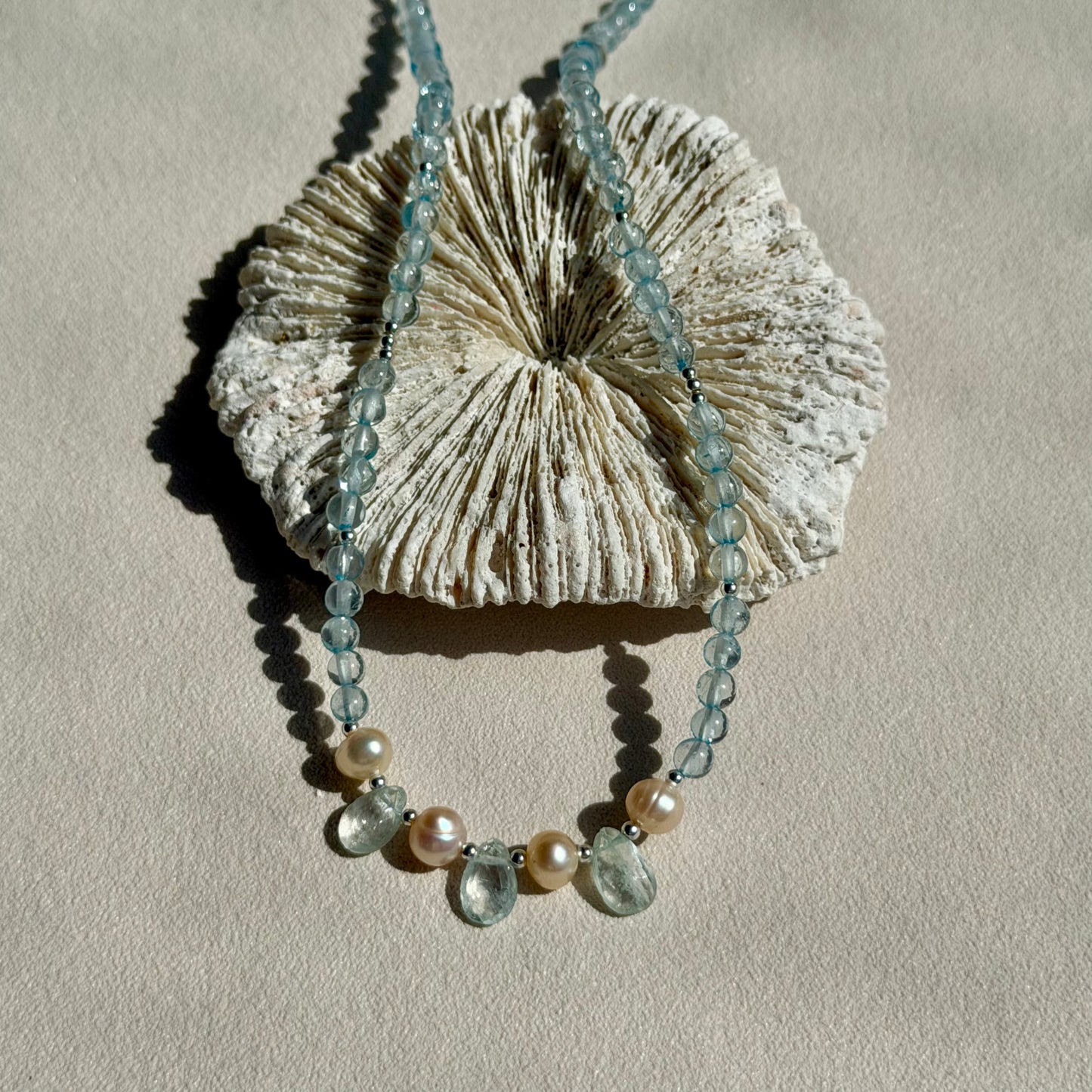 AMPHITRITE - Halskette - 925 Silber - Aquamarin & Perle