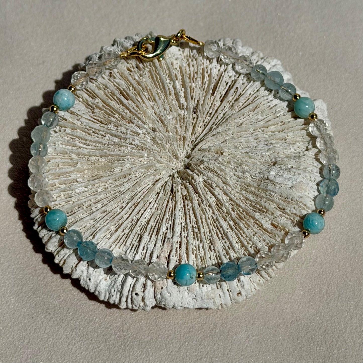 AITHRA - Armband - 925 Silber - Larimar, Aquamarin & Bergkristall