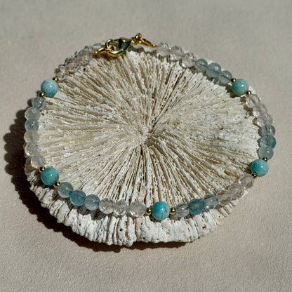 AITHRA - Armband - 925 Silber - Larimar, Aquamarin & Bergkristall