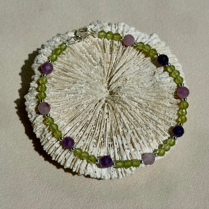 THALEIA - Armband - 925 Silber - Peridot & Lepidolit