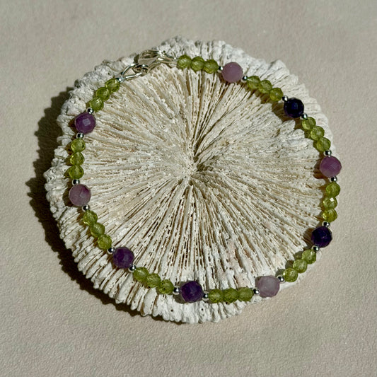 THALEIA - Armband - 925 Silber - Peridot & Lepidolit