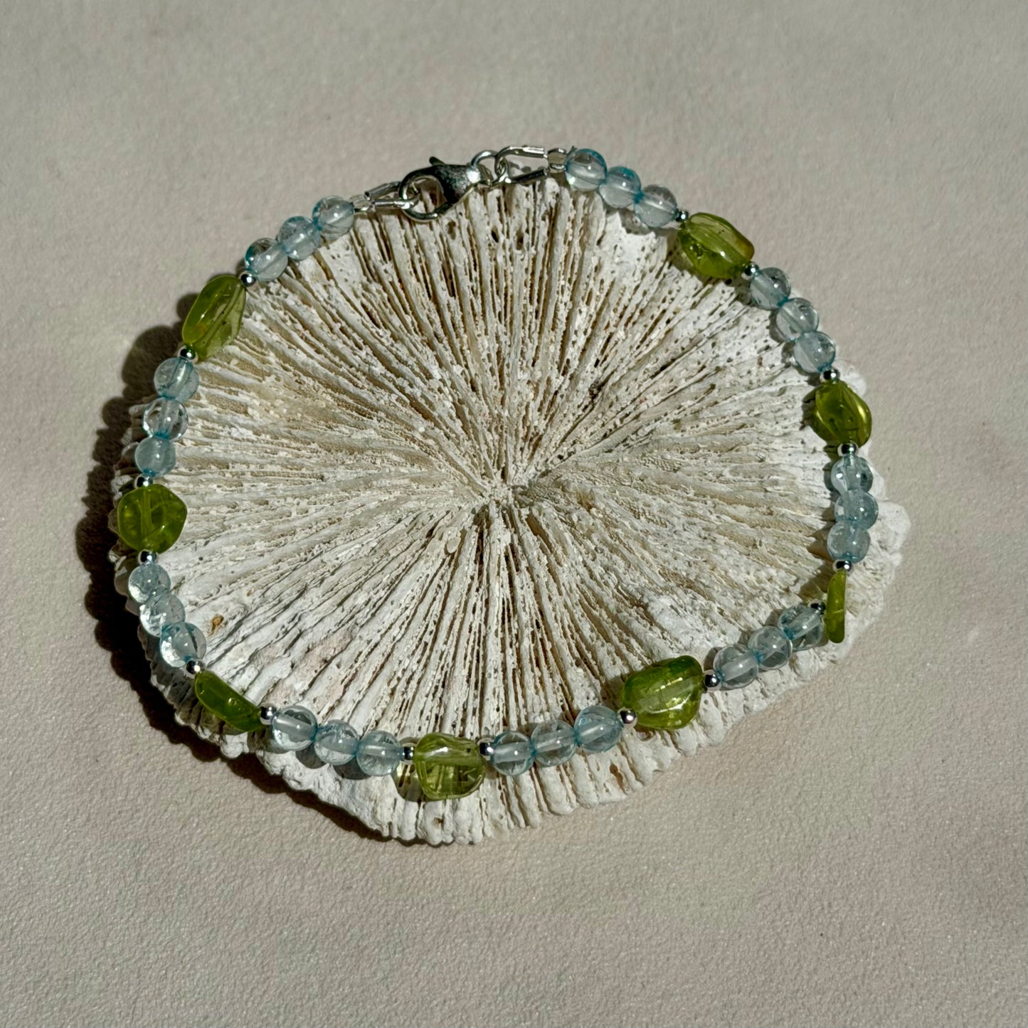 GLAUKONOE - Armband - 925 Silber - Aquamarin & Peridot