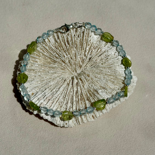 GLAUKONOE - Armband - 925 Silber - Aquamarin & Peridot
