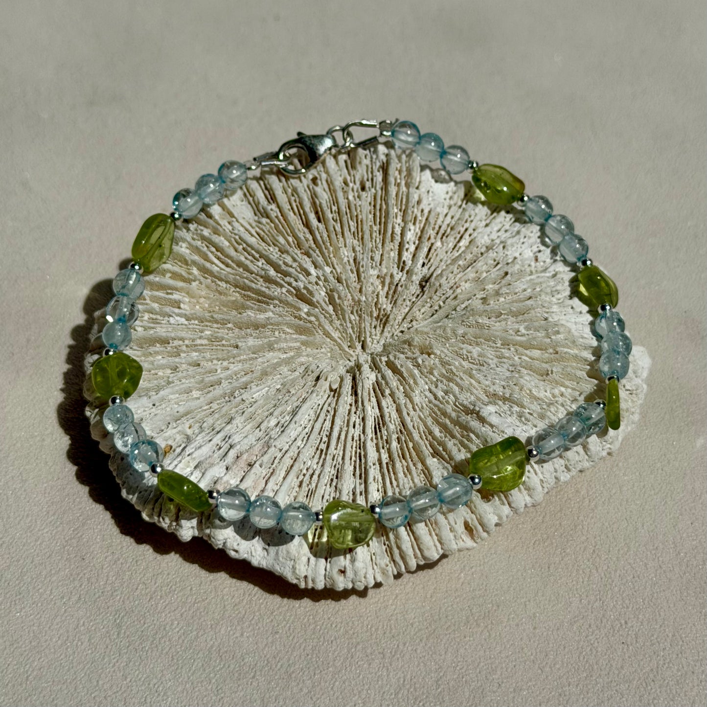 GLAUKONOE - Armband - 925 Silber - Aquamarin & Peridot
