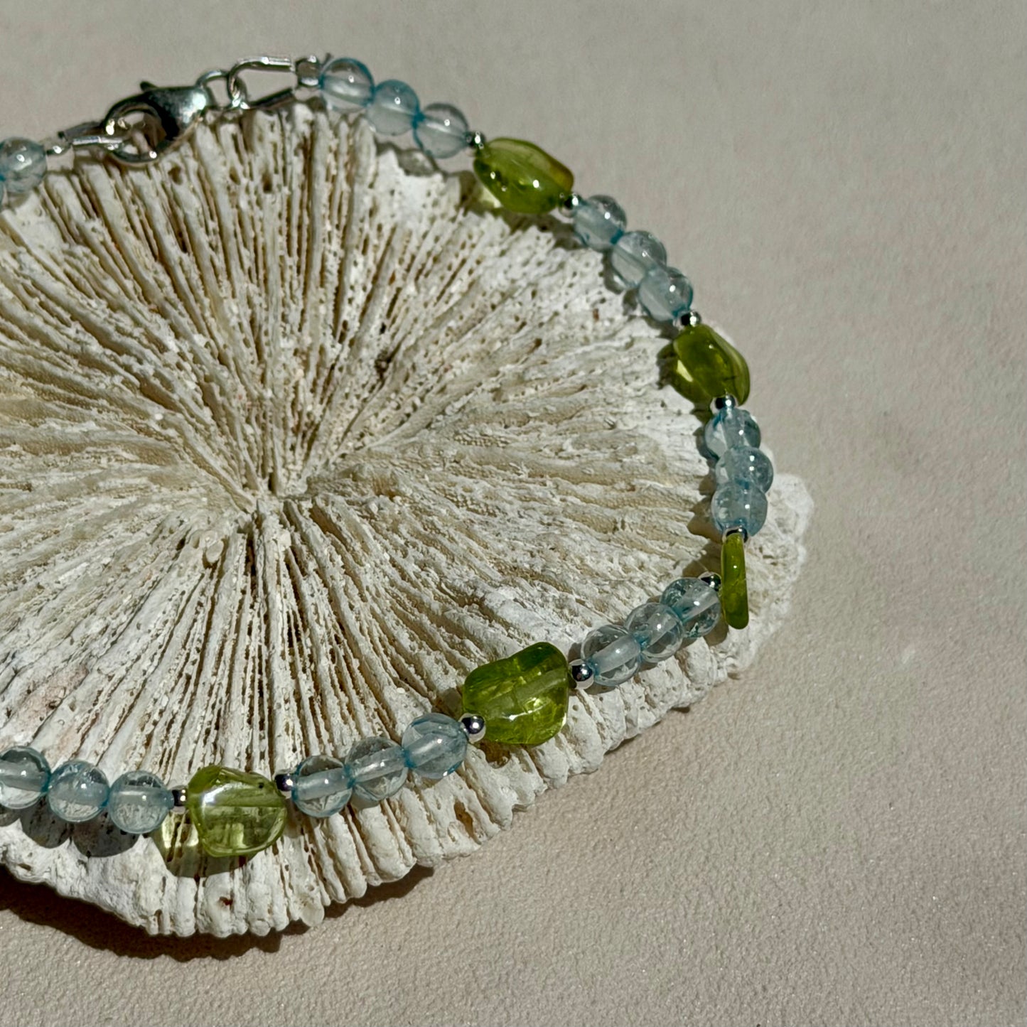 GLAUKONOE - Armband - 925 Silber - Aquamarin & Peridot