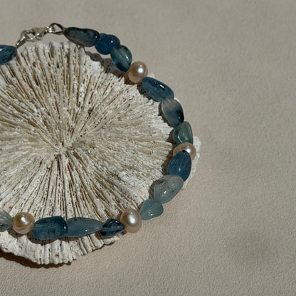 NESAIE - Armband - 925 Silber - Aquamarin & Perlen