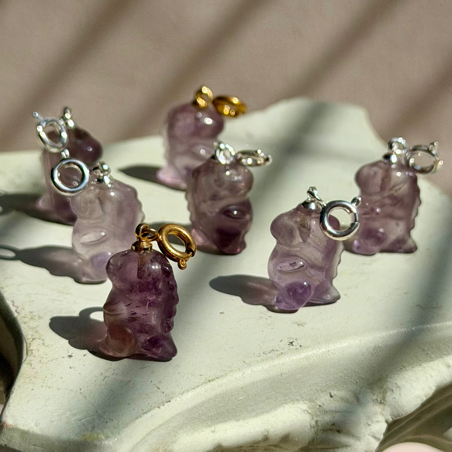 Chubby Dino Charm - Amethyst - 925 Silber