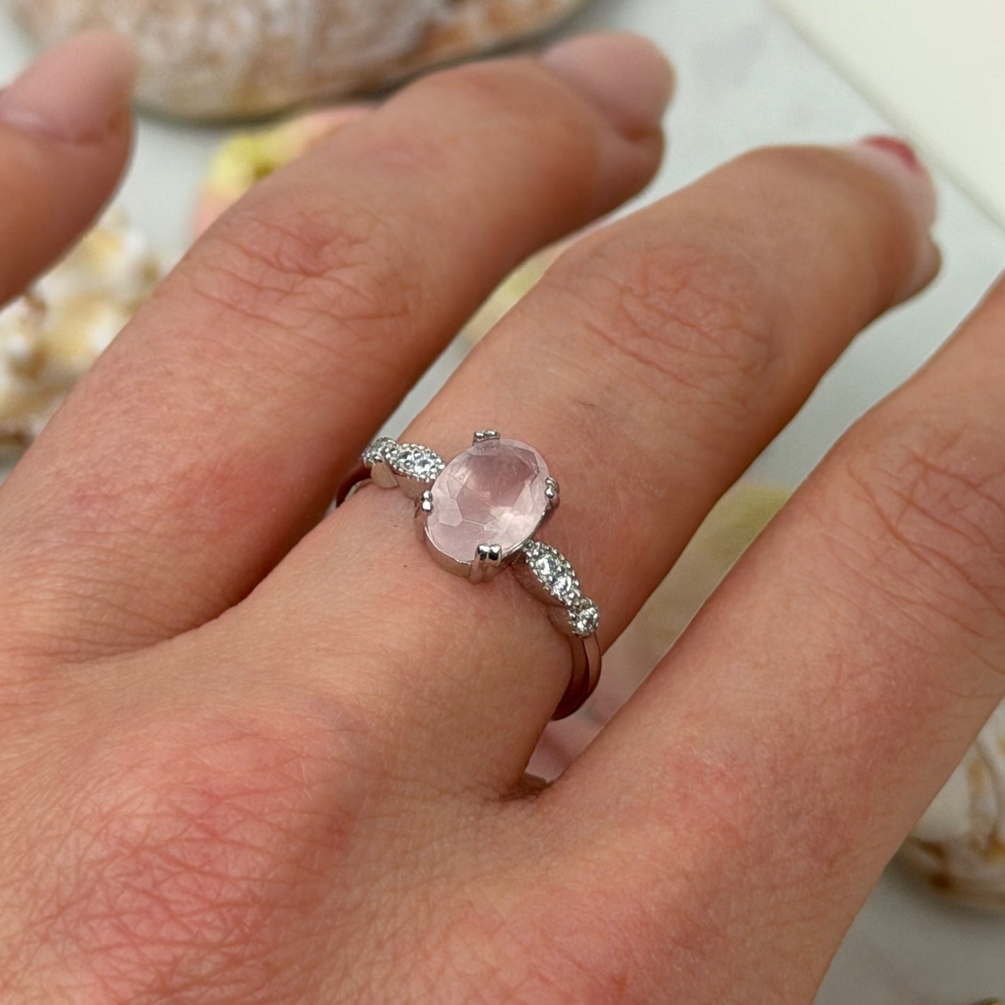 Aphrodite’s Blush – Rosenquartz Ring - 925 Silber