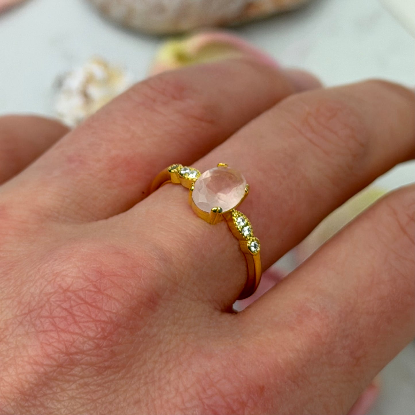 Aphrodite’s Blush – Rosenquartz Ring - 925 Silber