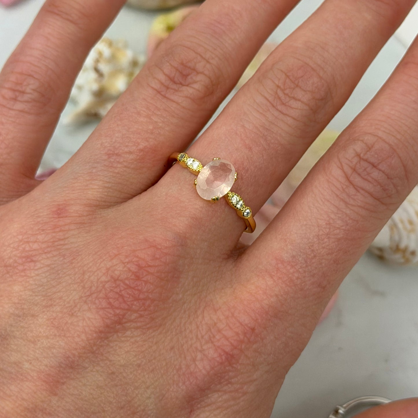 Aphrodite’s Blush – Rosenquartz Ring - 925 Silber