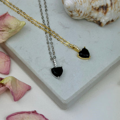 Aphrodite’s Shadow Heart – Obsidian Kette - 925 Silber