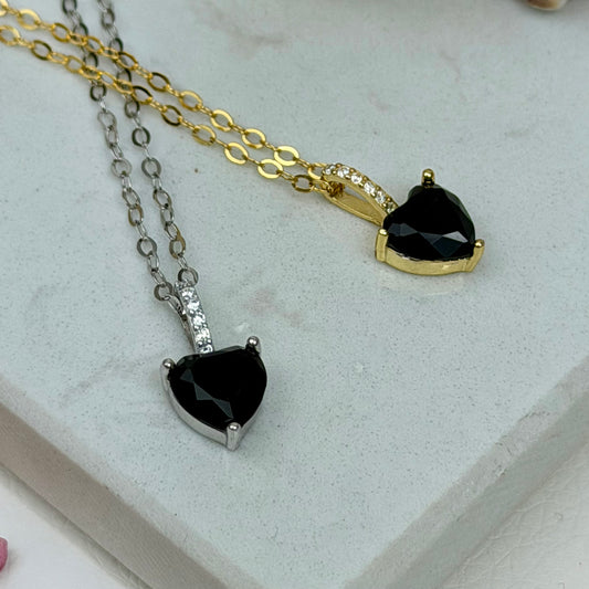Aphrodite’s Shadow Heart – Obsidian Kette - 925 Silber