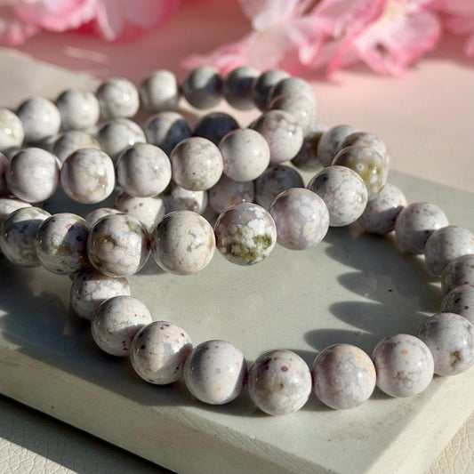 HQ Weißer Oezanjaspis Armband | 9mm Perlen