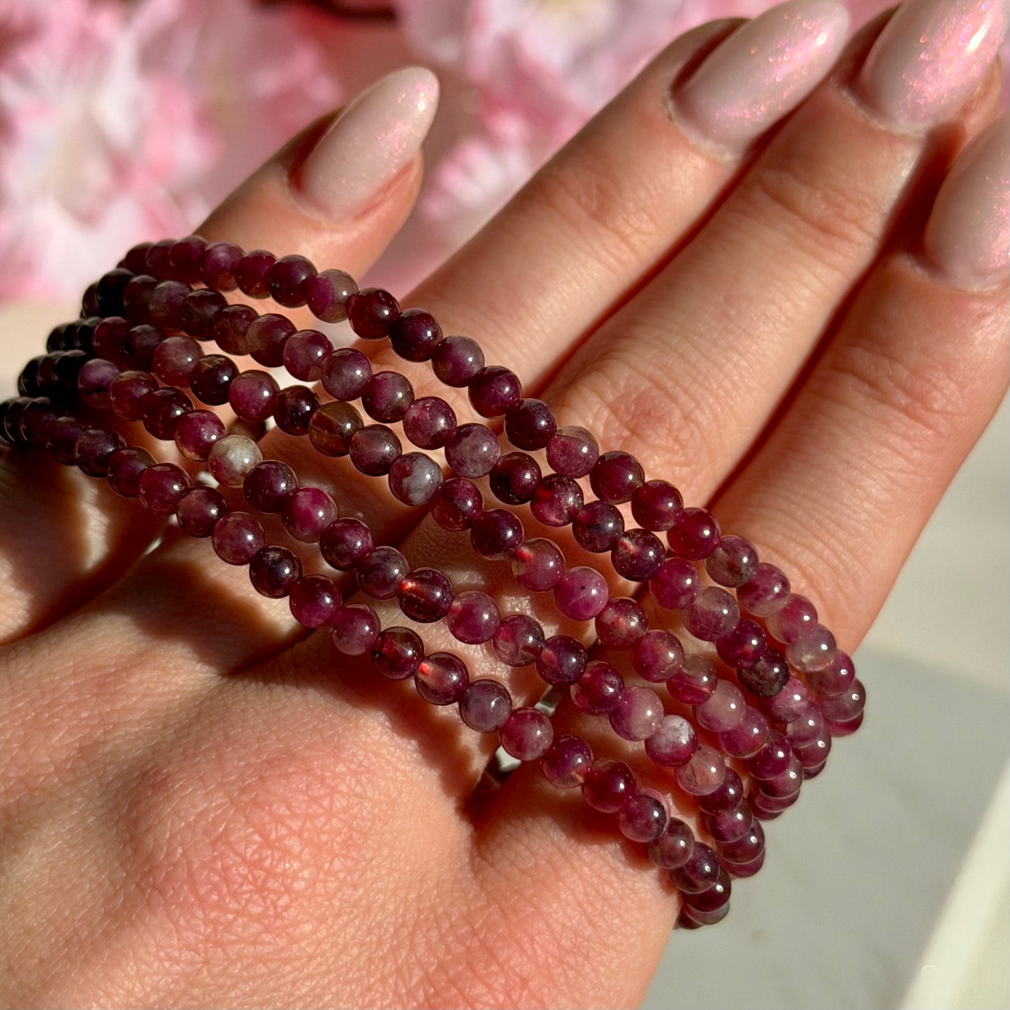 Pinker Turmalin Armband | 4mm Perlen