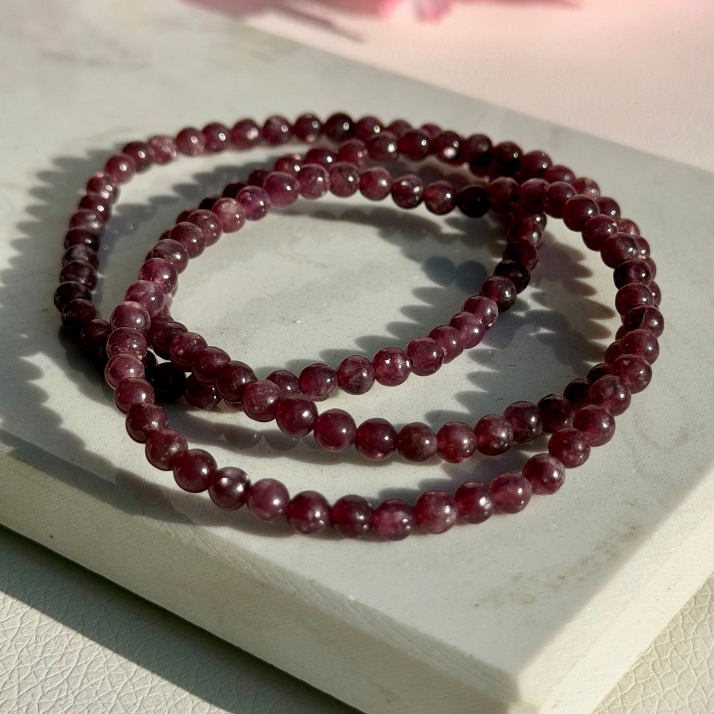 HQ Lepidolith Armband | 4mm Perlen