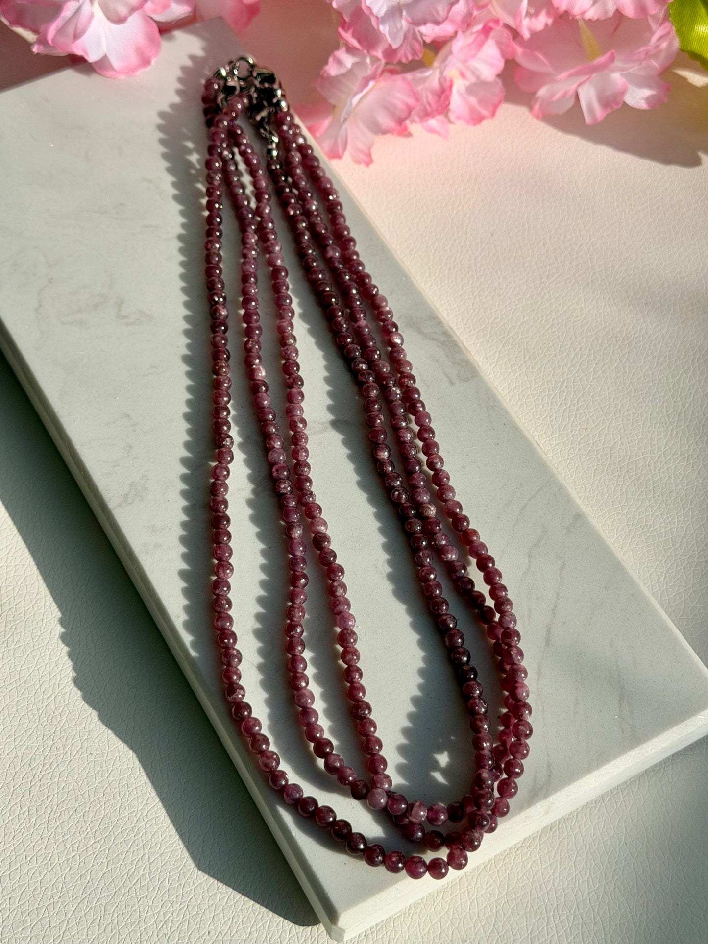 HQ Lepidolith Kette | 4mm Perlen